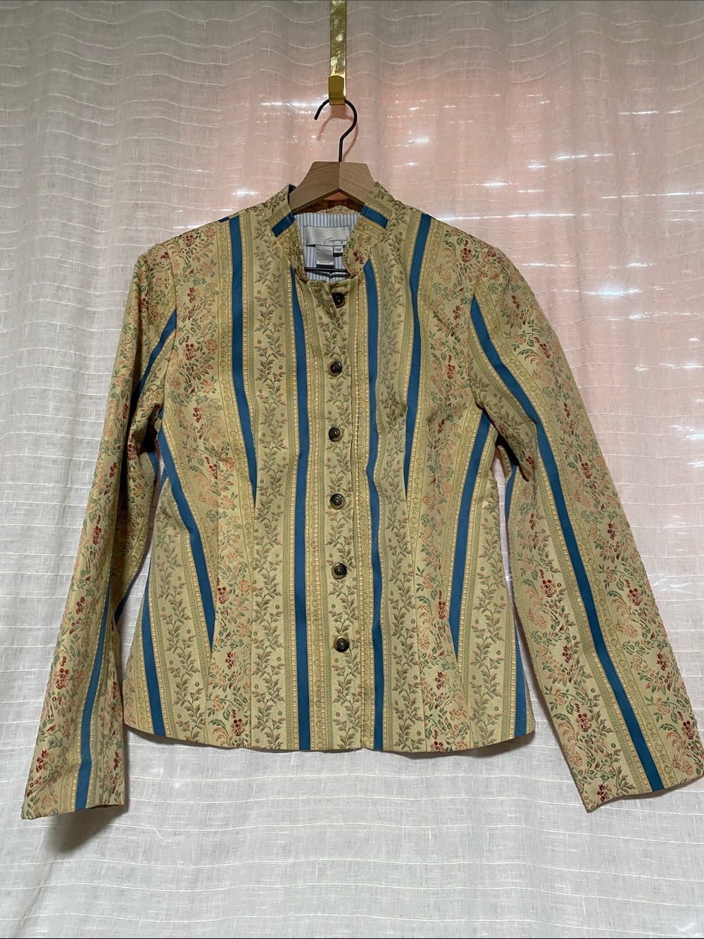Spiegel Floral Stripe tan  Blue Gold Jacket